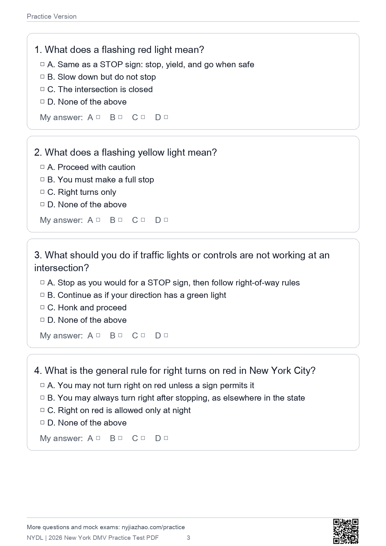 New York DMV Practice Test 2026 English Complete PDF sample question preview